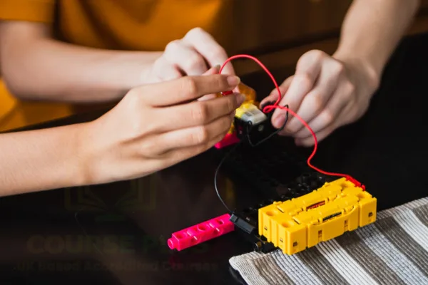 "Basic Fundamentals of Electricity and DC Circuit Analysis course image showing circuit components, voltage sources, and basic electrical diagrams for beginners."